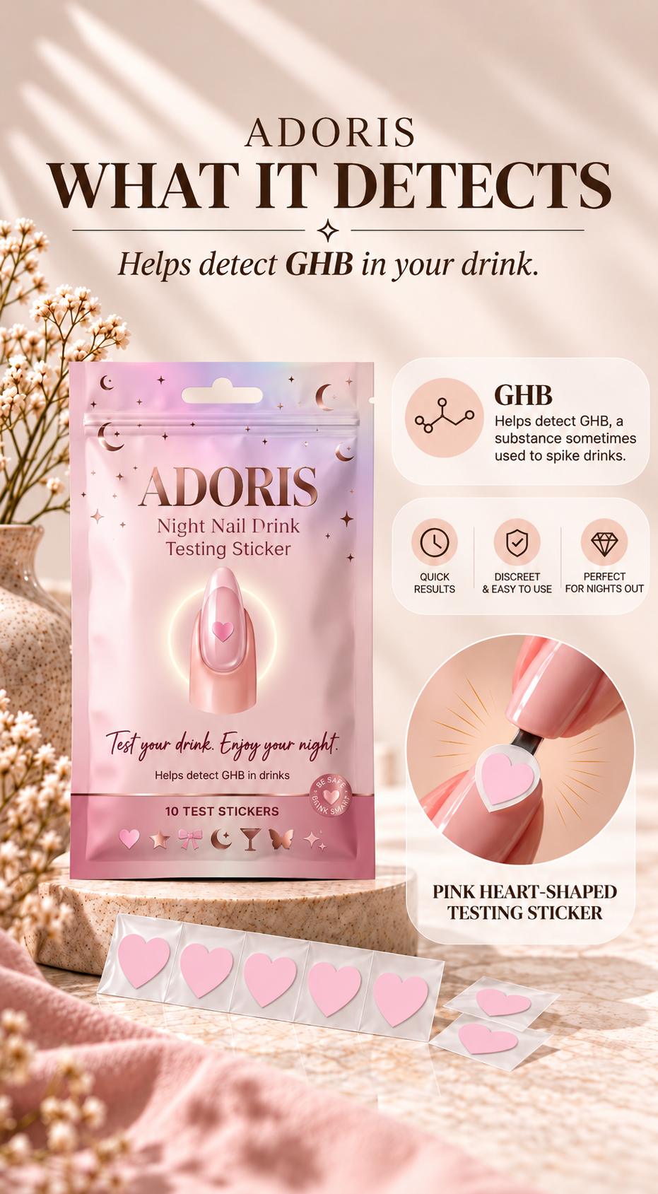 Adoris Night Nail Drink Testing Sticker